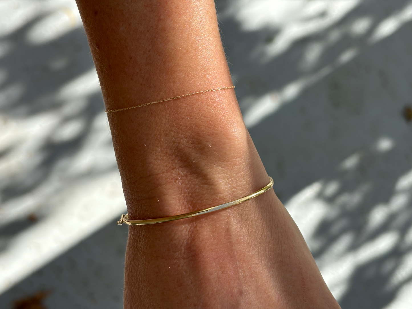 
                  
                    14k Gold Dainty Bangle with Clasp
                  
                