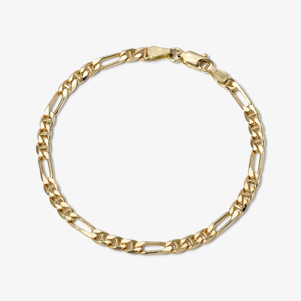 14k Gold Hollow Figaro Chain Bracelet