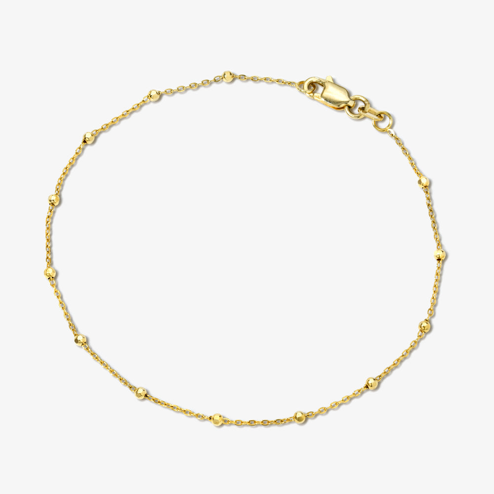 
                  
                    Solid 14k Gold Dainty Chain Bracelet with Gold Beads
                  
                
